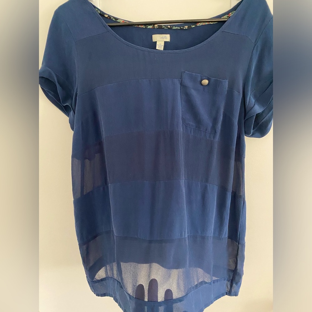 Anthropologie Odille sheer stripe 100% silk top